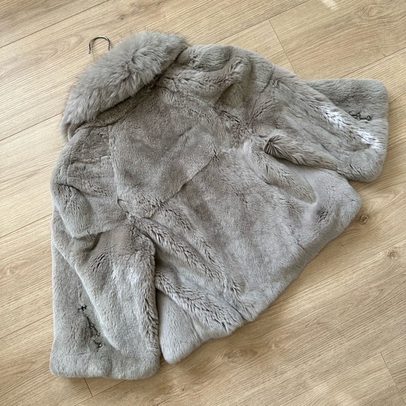 Real Grey Rabbit Fur Jacket with Crystal Embellish M - Picture 8 of 9